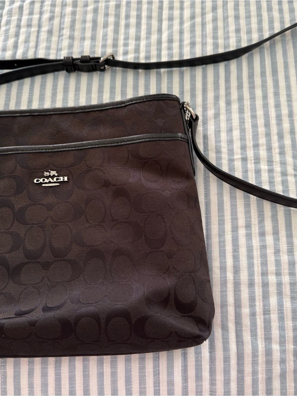 Coach Black/Brown Signature Crossbody Shoulder Bag